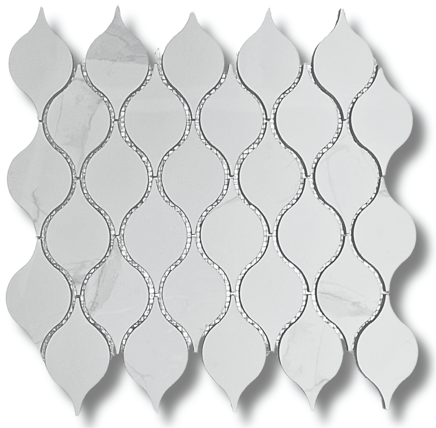 Drop Calacatta Polished White Porcelain Mosaic Tile For Walls & Floors - MARICERA