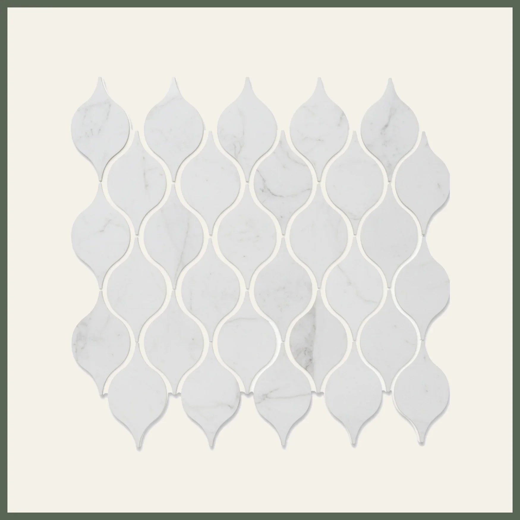 Drop Calacatta Polished White Porcelain Mosaic Tile For Walls & Floors - MARICERA