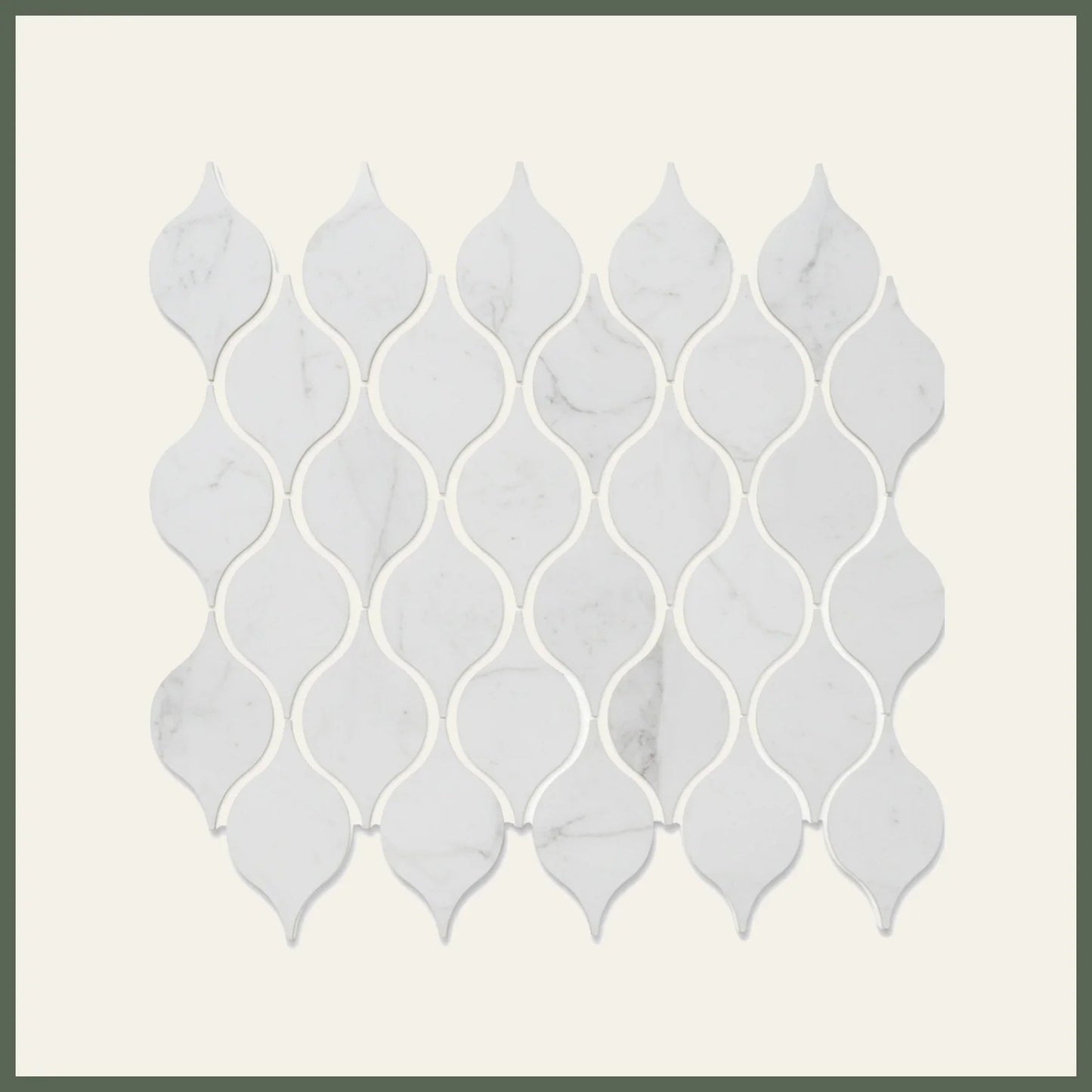 Drop Calacatta Polished White Porcelain Mosaic Tile For Walls & Floors - MARICERA