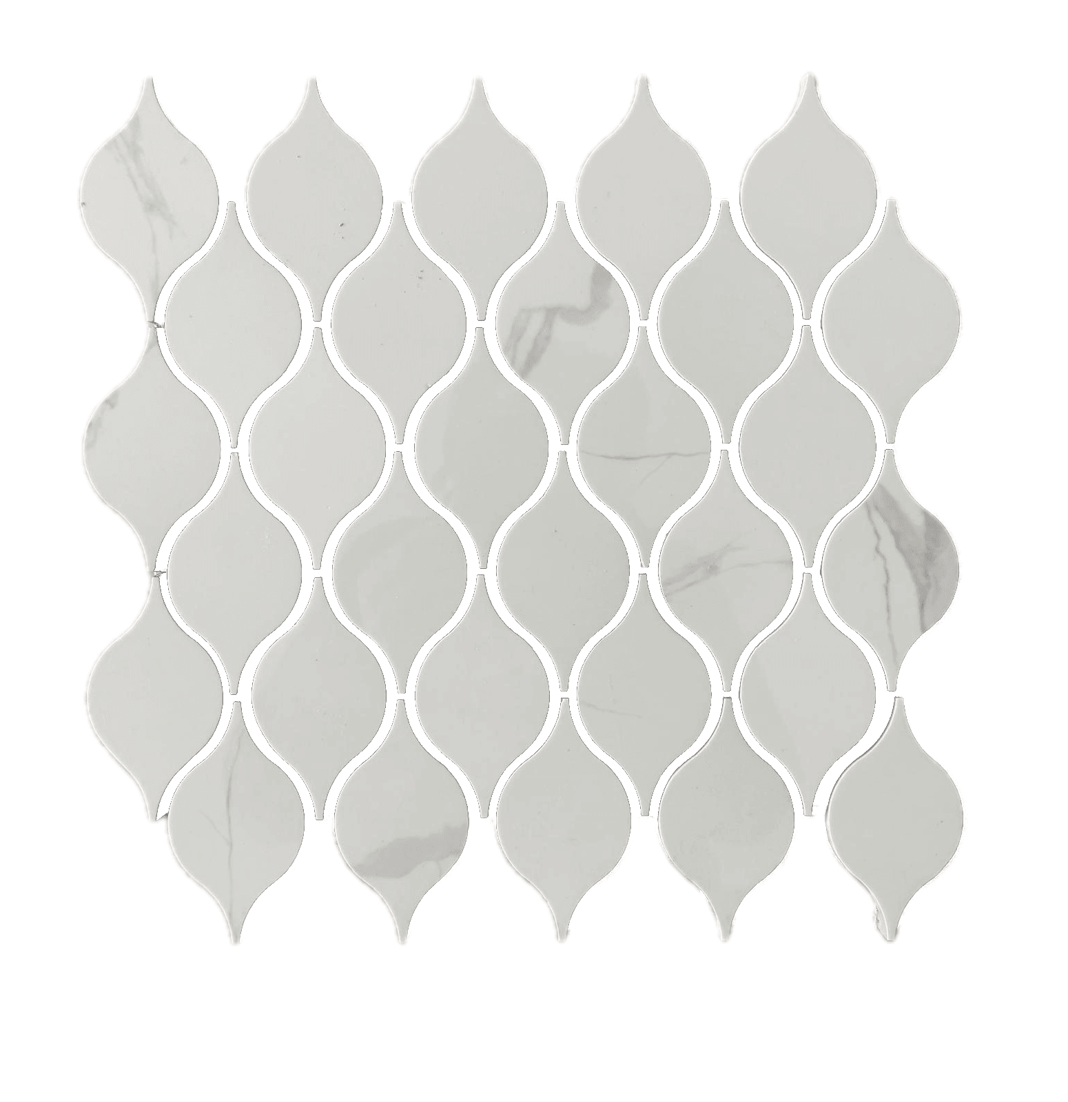 Drop Calacatta Polished White Porcelain Mosaic Tile For Walls & Floors - MARICERA
