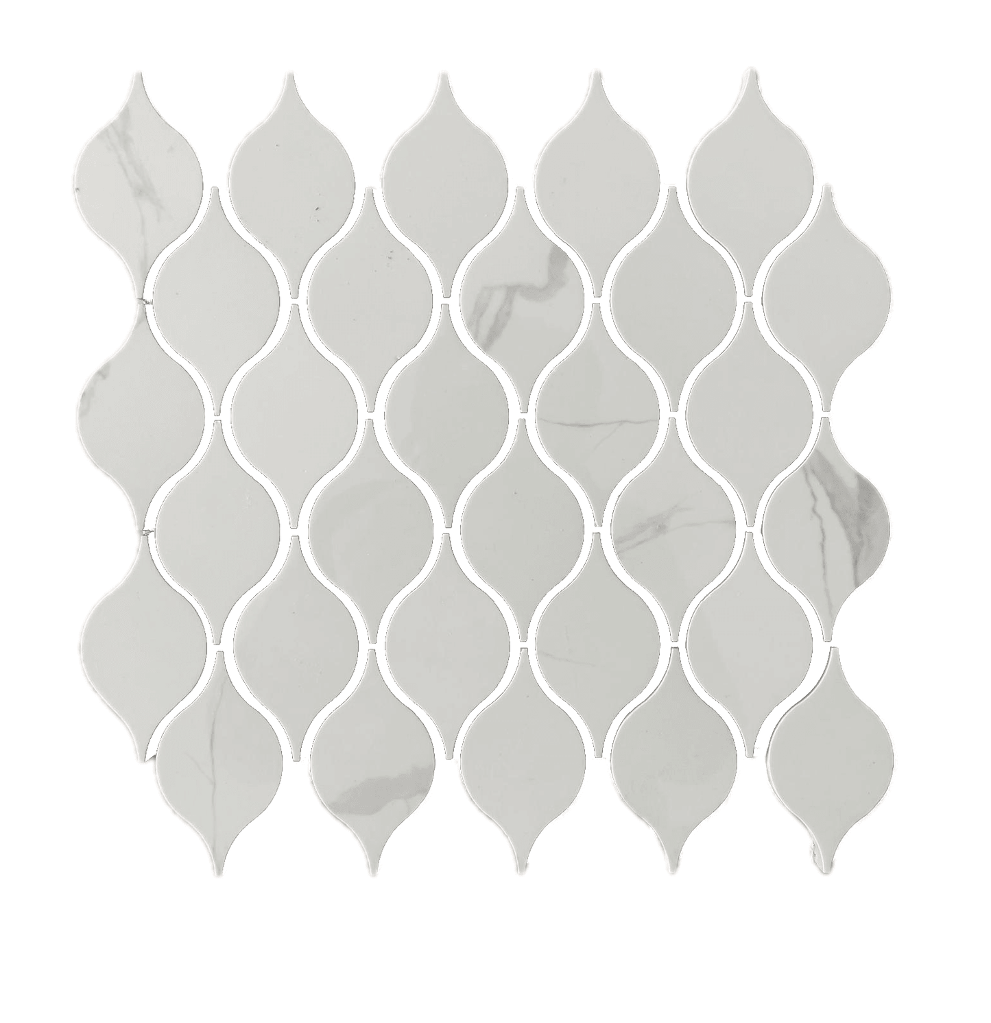 Drop Calacatta Polished White Porcelain Mosaic Tile For Walls & Floors - MARICERA
