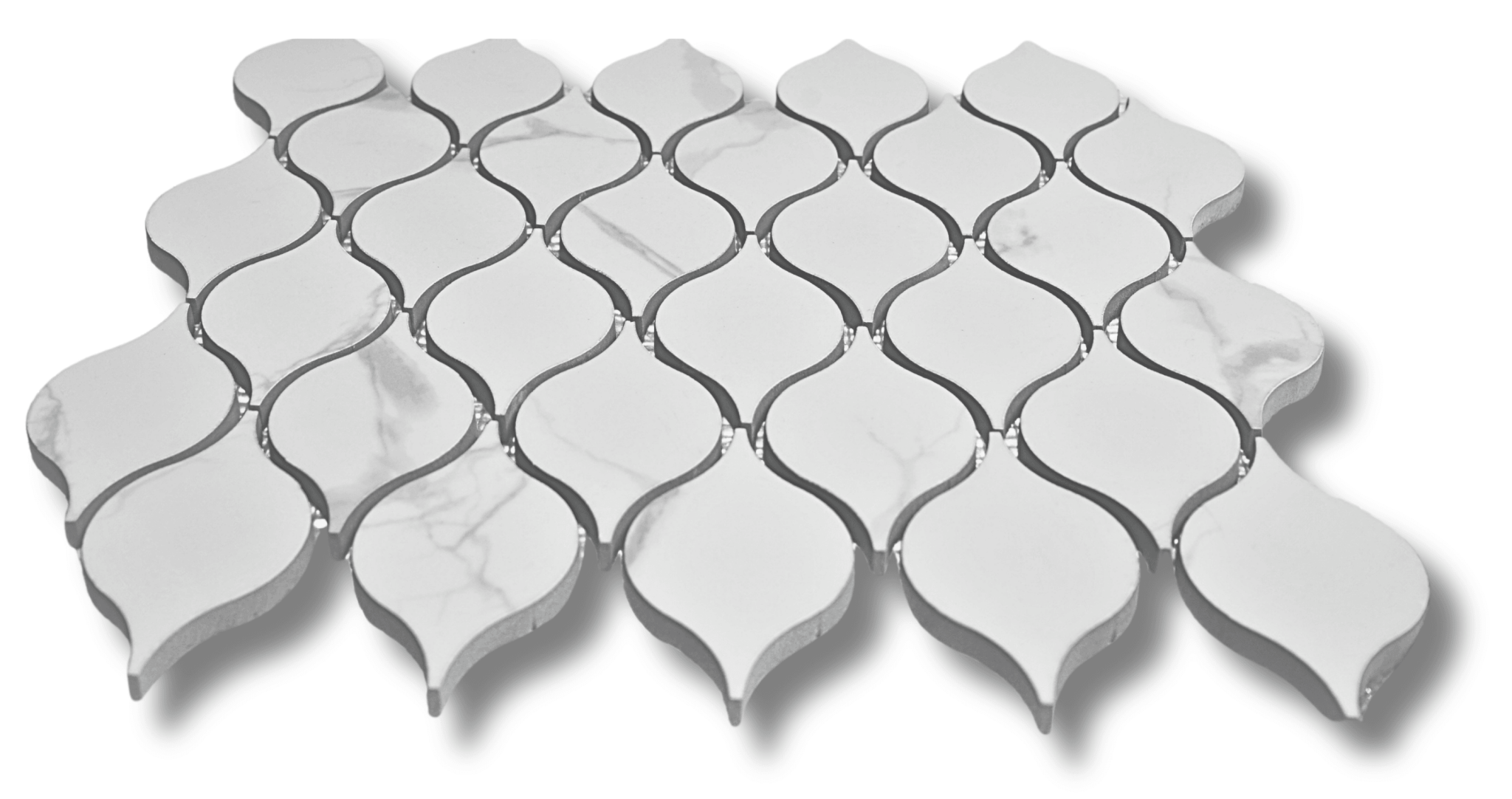 Drop Calacatta Polished White Porcelain Mosaic Tile For Walls & Floors - MARICERA