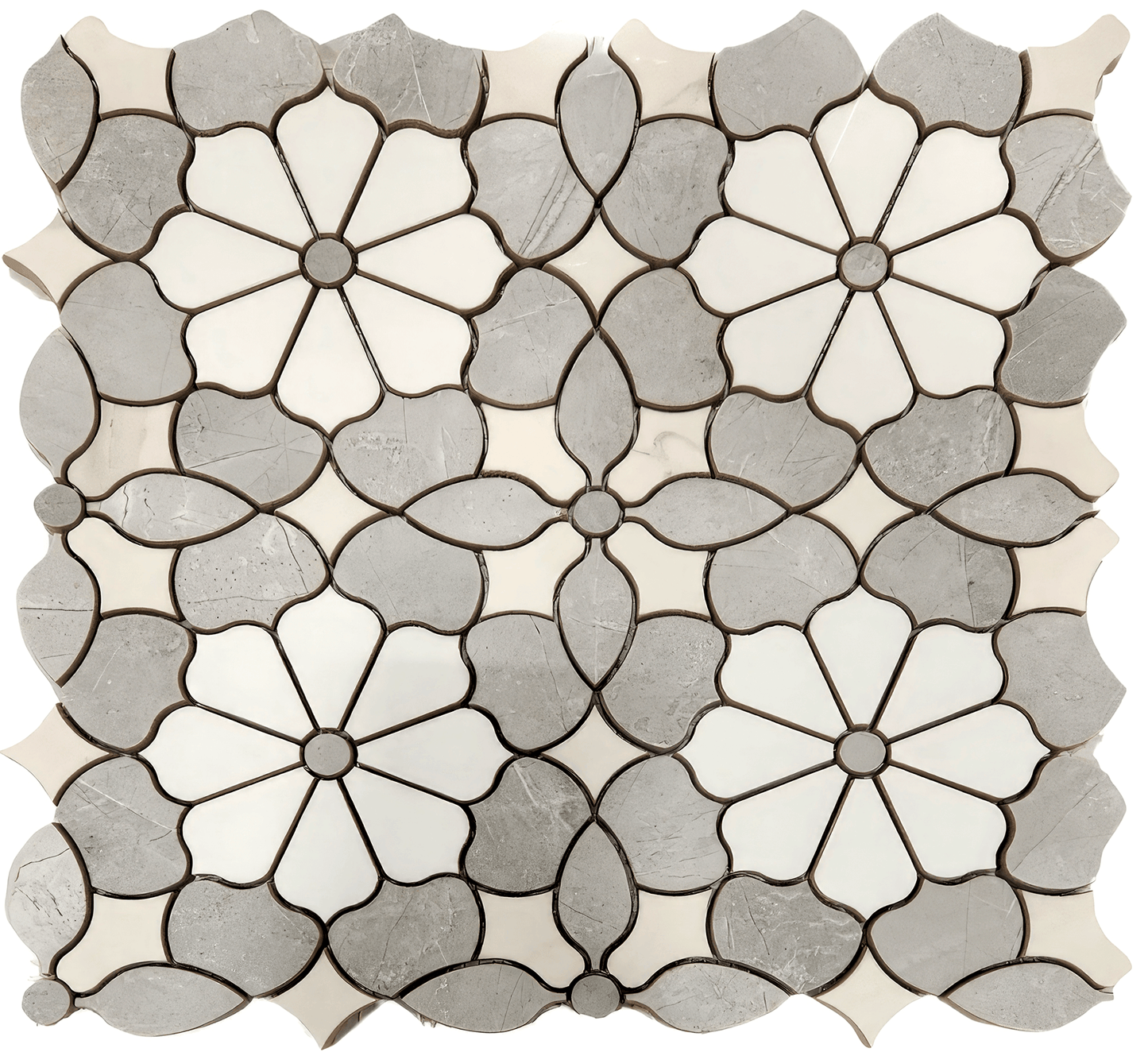 Flower Mix Polished White Porcelain Mosaic Tile For Walls & Floors - MARICERA