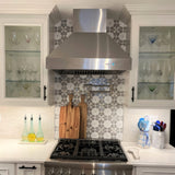 Flower Mix Polished White Porcelain Mosaic Tile For Walls & Floors - MARICERA