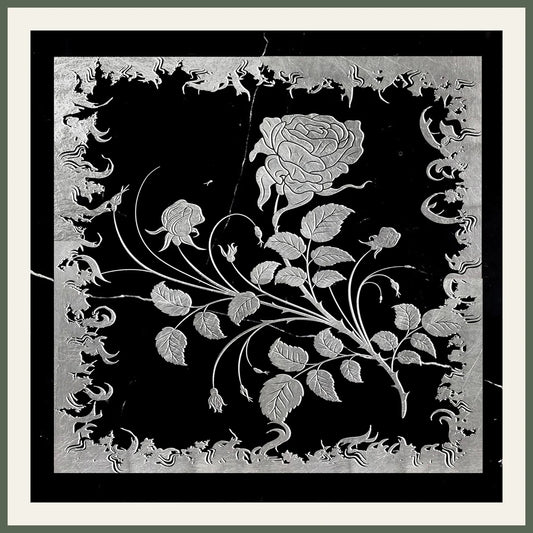 Rose Engraved Nero Black Marble Mural Tile