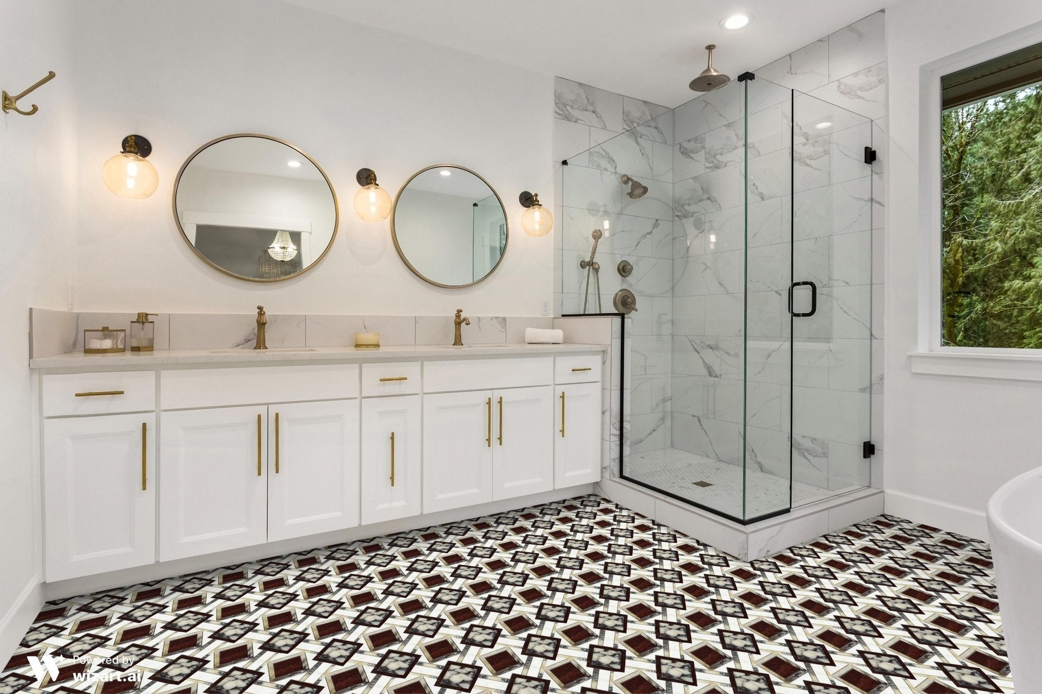 Heracle Polished White and Red Marble Mosaic Tile For Walls & Floors - MARICERA