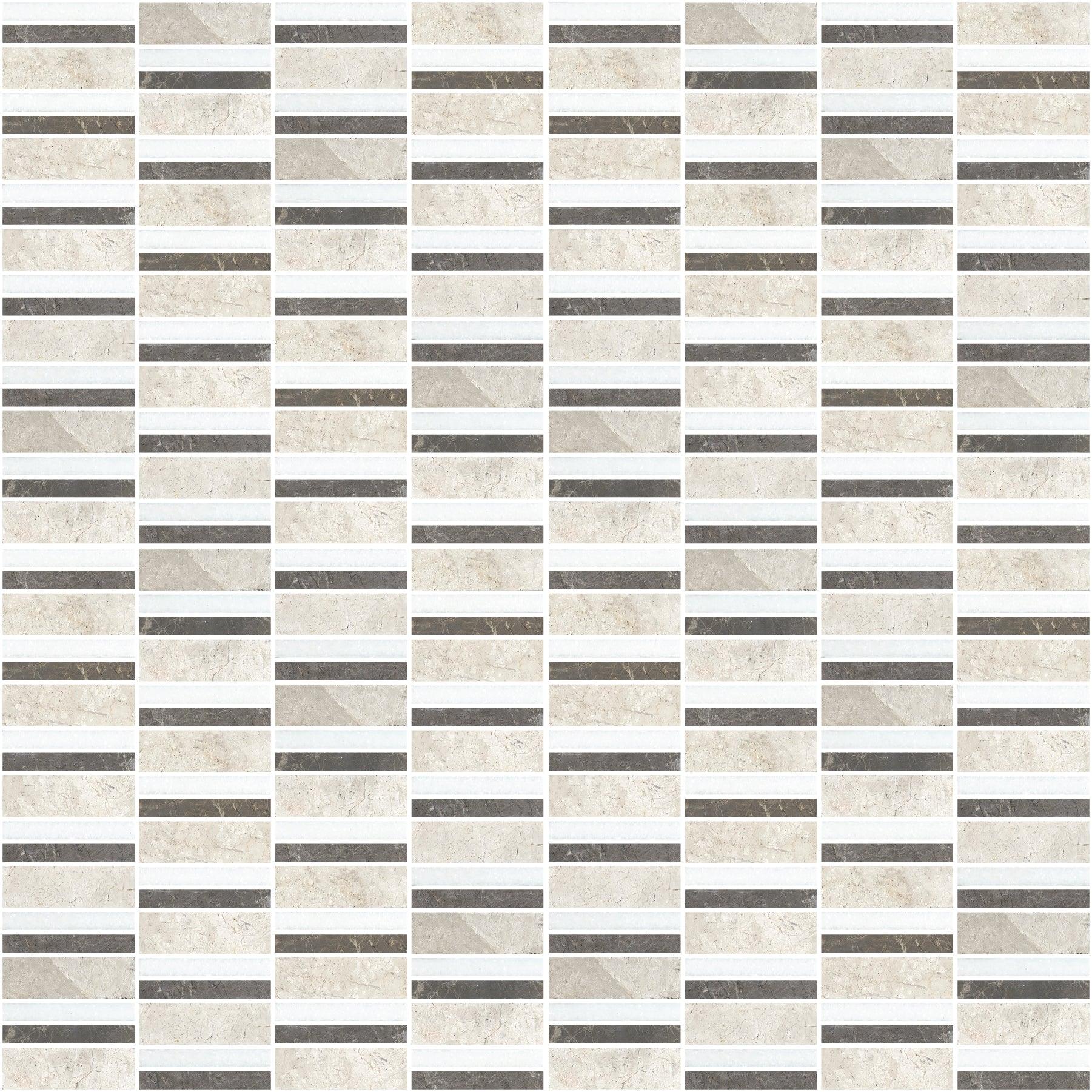 Horizon 1x3 Honed Marble Mosaic Tile For Walls & Floors - MARICERA
