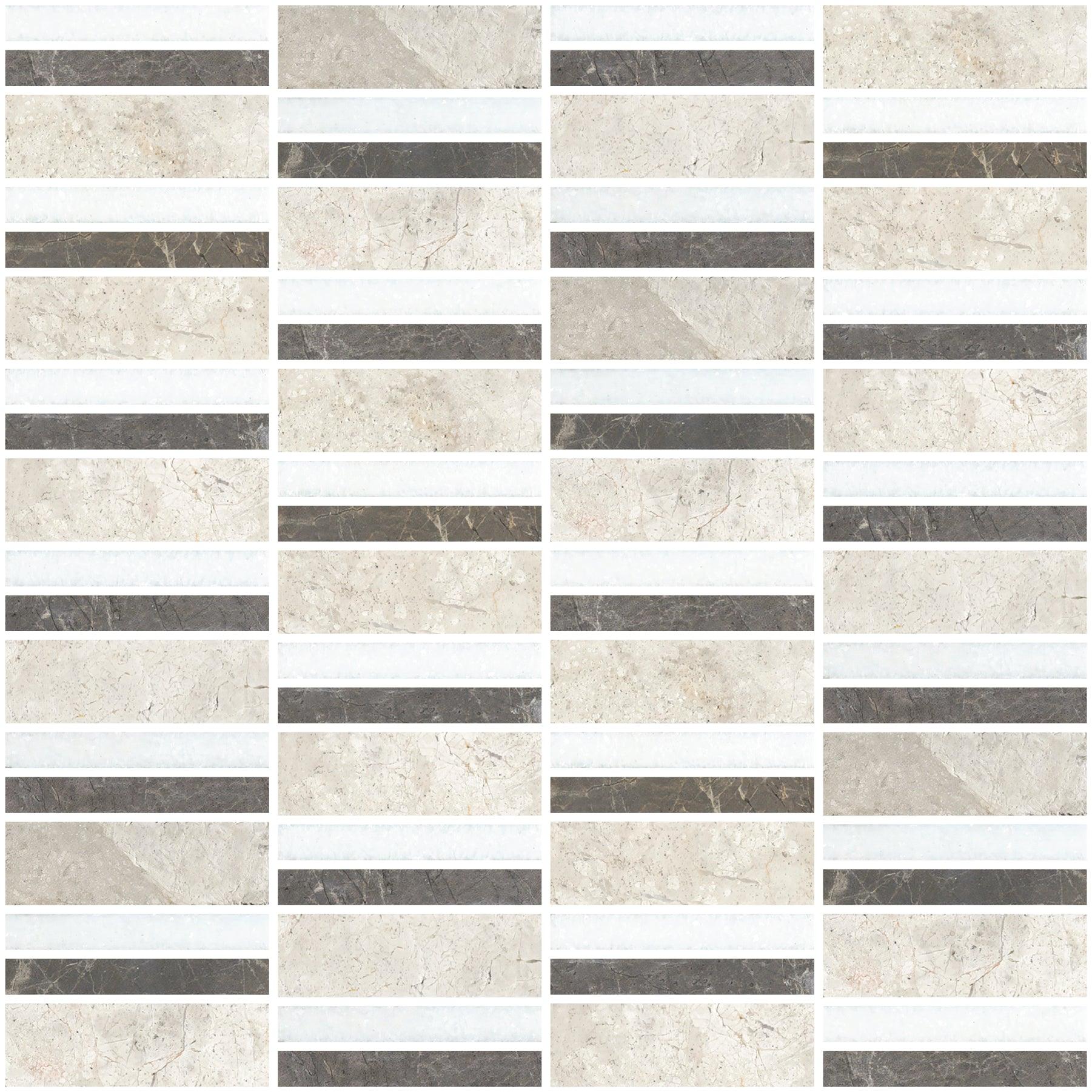 Horizon 1x3 Honed Marble Mosaic Tile For Walls & Floors - MARICERA