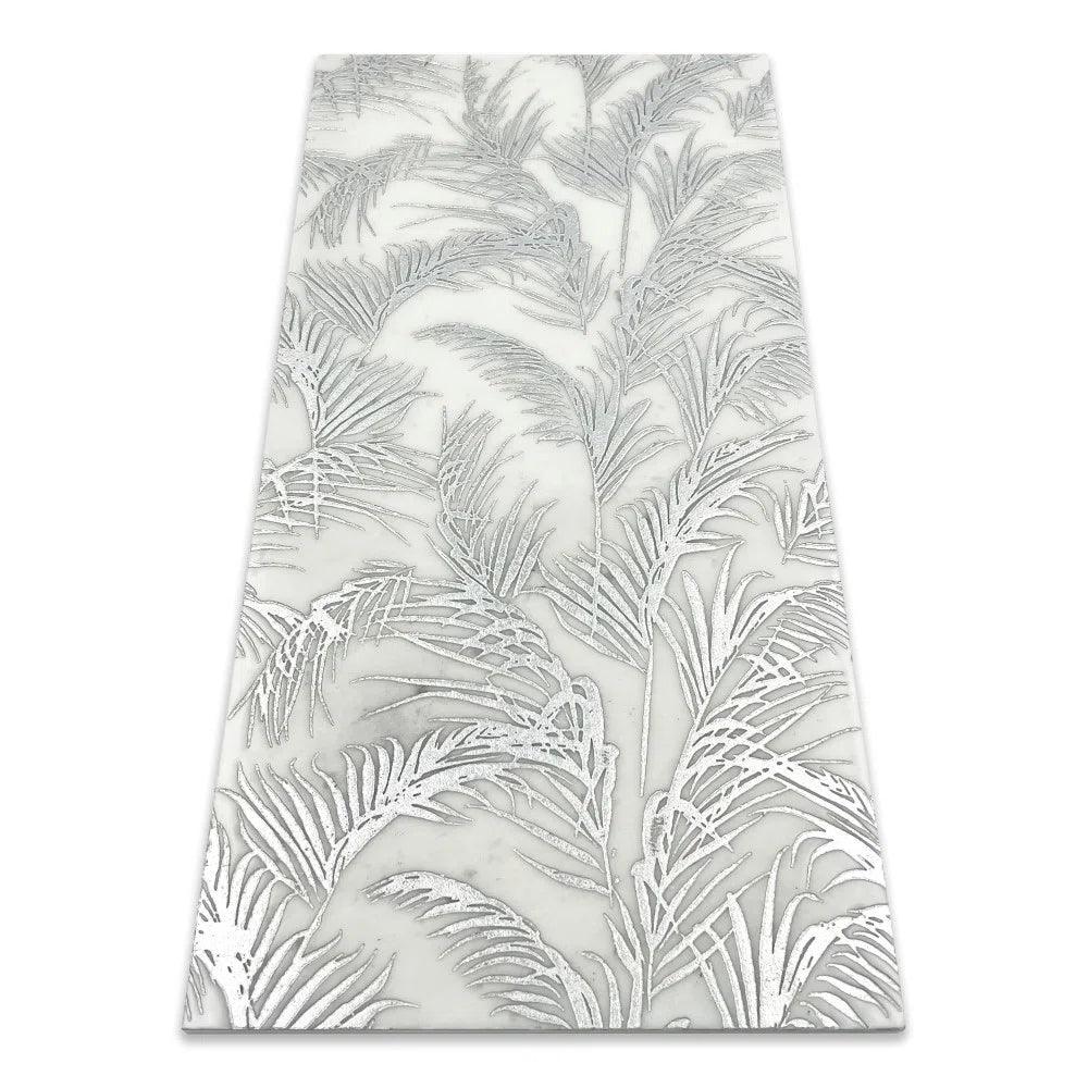 Jardin Silver 12x24 Etched White Marble Tile For Walls & Floors - MARICERA