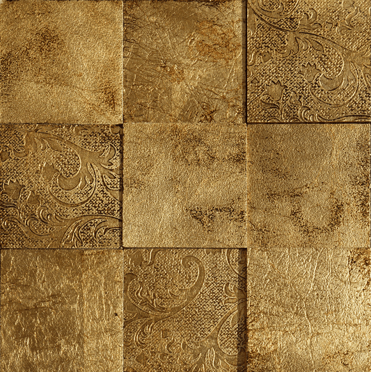 Leather Look Gold Foil 12x12 Etched Marble Mosaic Tile The Ultimate Wall Upgrade - MARICERA
