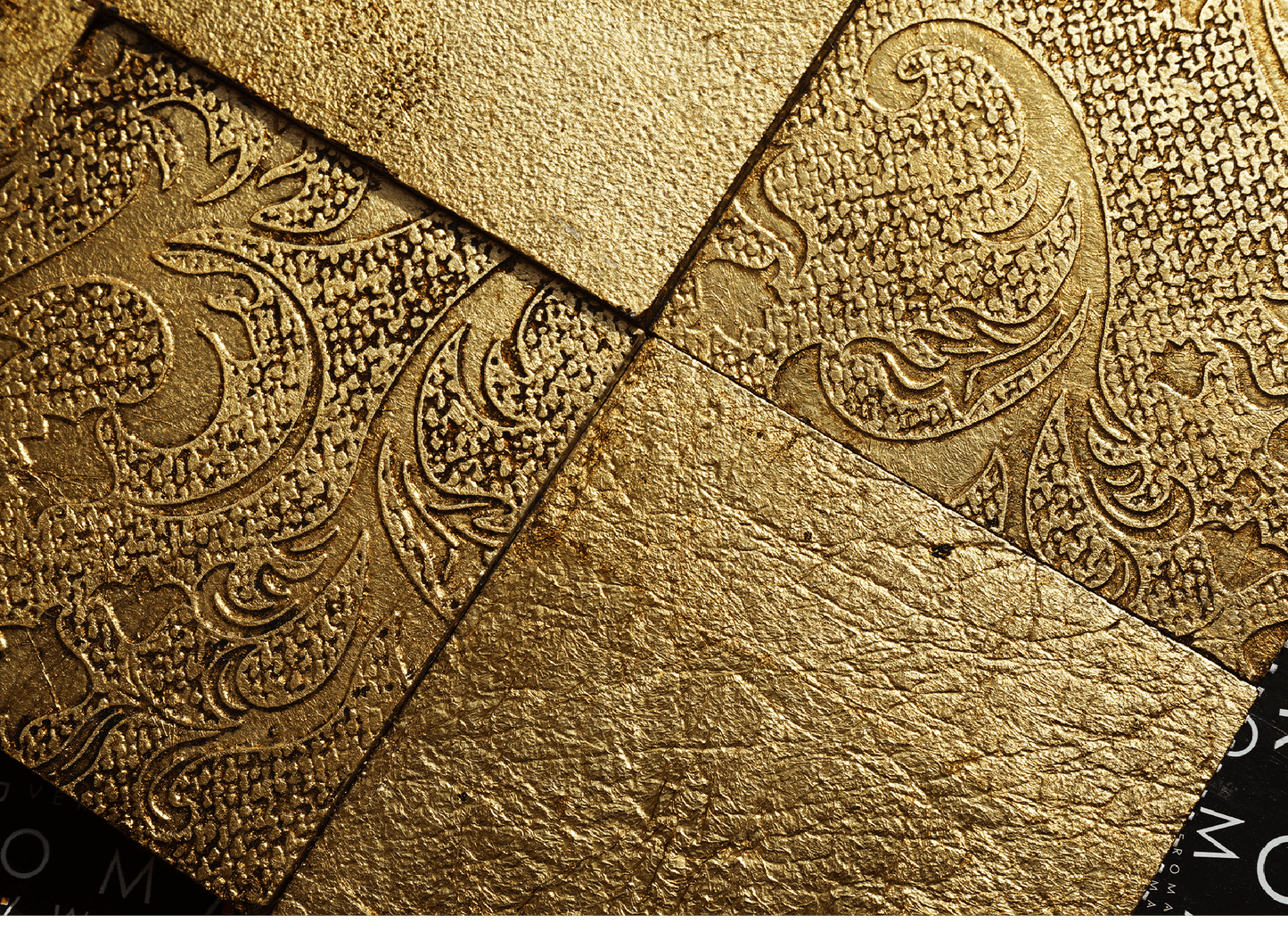 Leather Look Gold Foil 12x12 Etched Marble Mosaic Tile The Ultimate Wall Upgrade - MARICERA