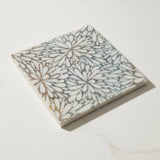 LumiFlora Engraved White Marble Tile - MARICERA