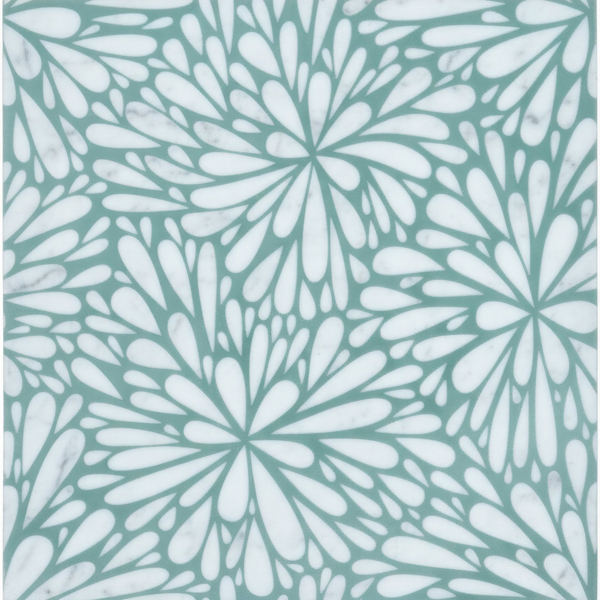 LumiFlora Engraved White Marble Tile - MARICERA