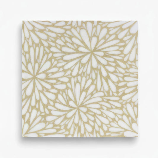 LumiFlora Engraved White Marble Tile - MARICERA