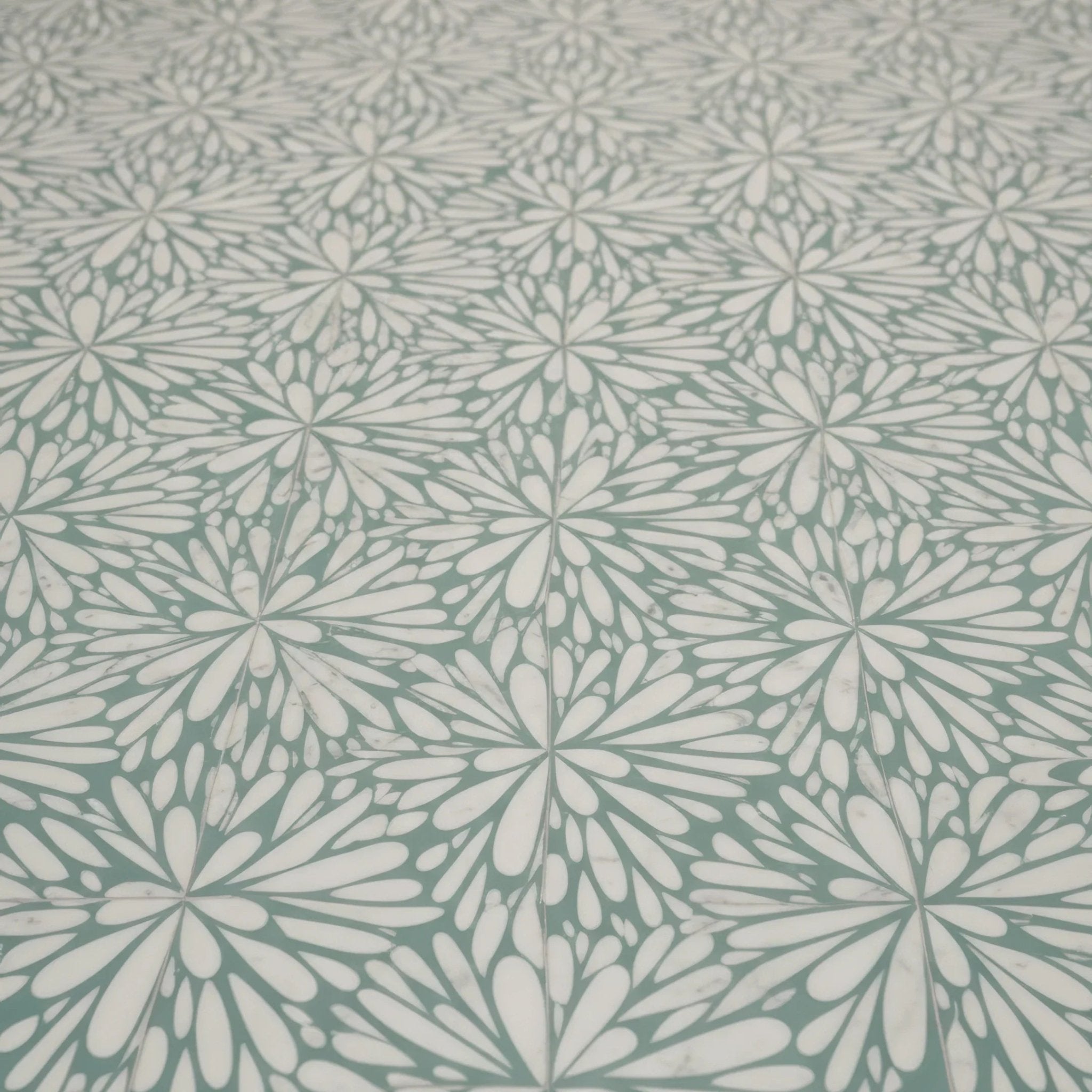 LumiFlora Engraved White Marble Tile - MARICERA