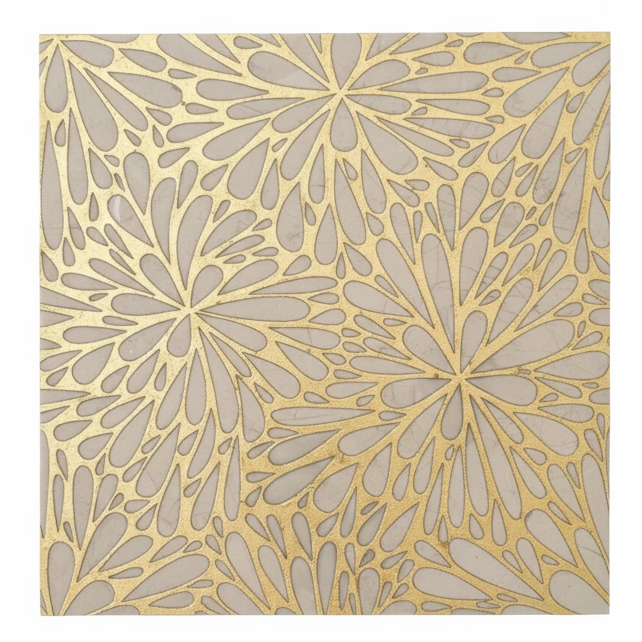 LumiFlora - Gold Leaf - Crema Marfil Engraved Tile - MARICERA