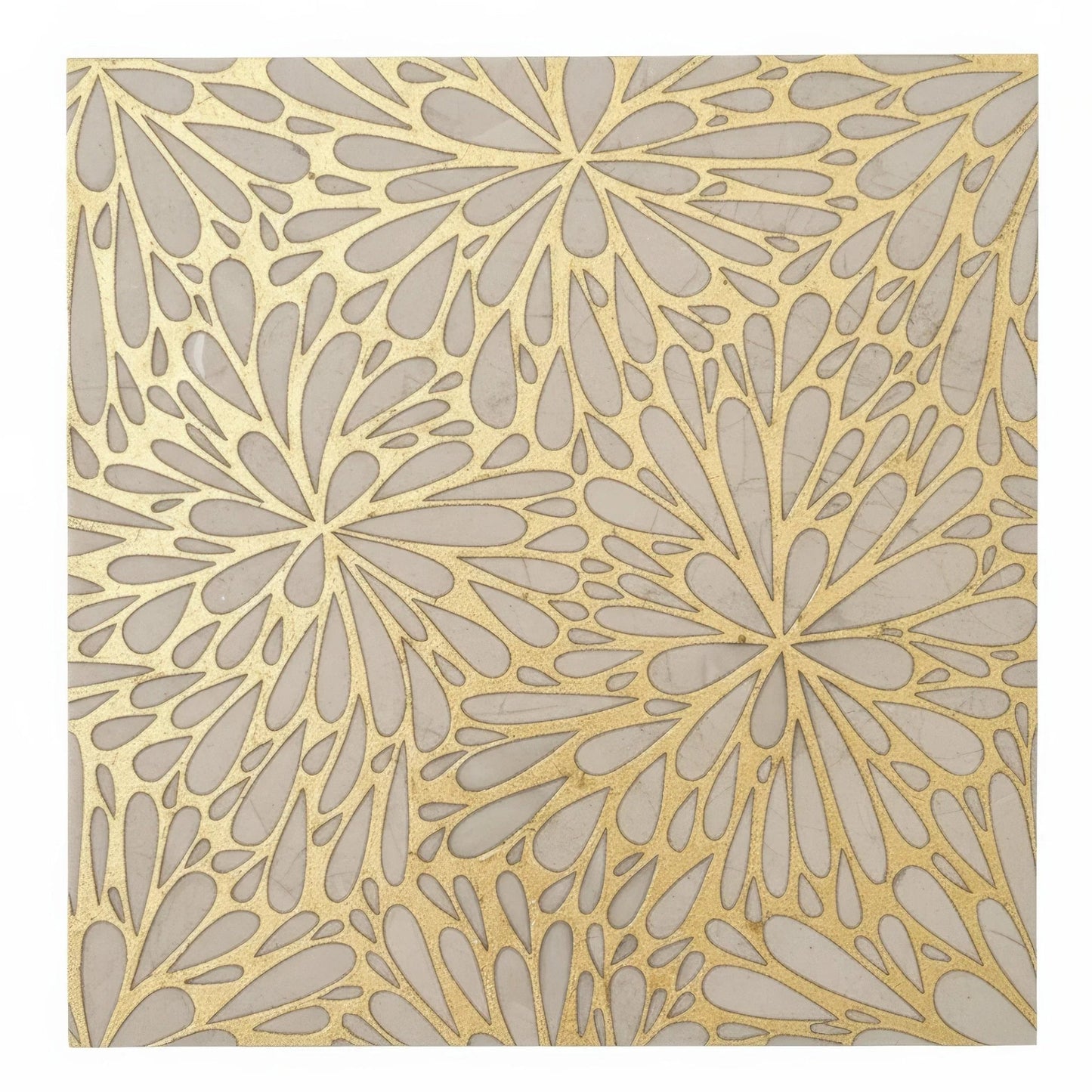 LumiFlora - Gold Leaf - Crema Marfil Engraved Tile - MARICERA