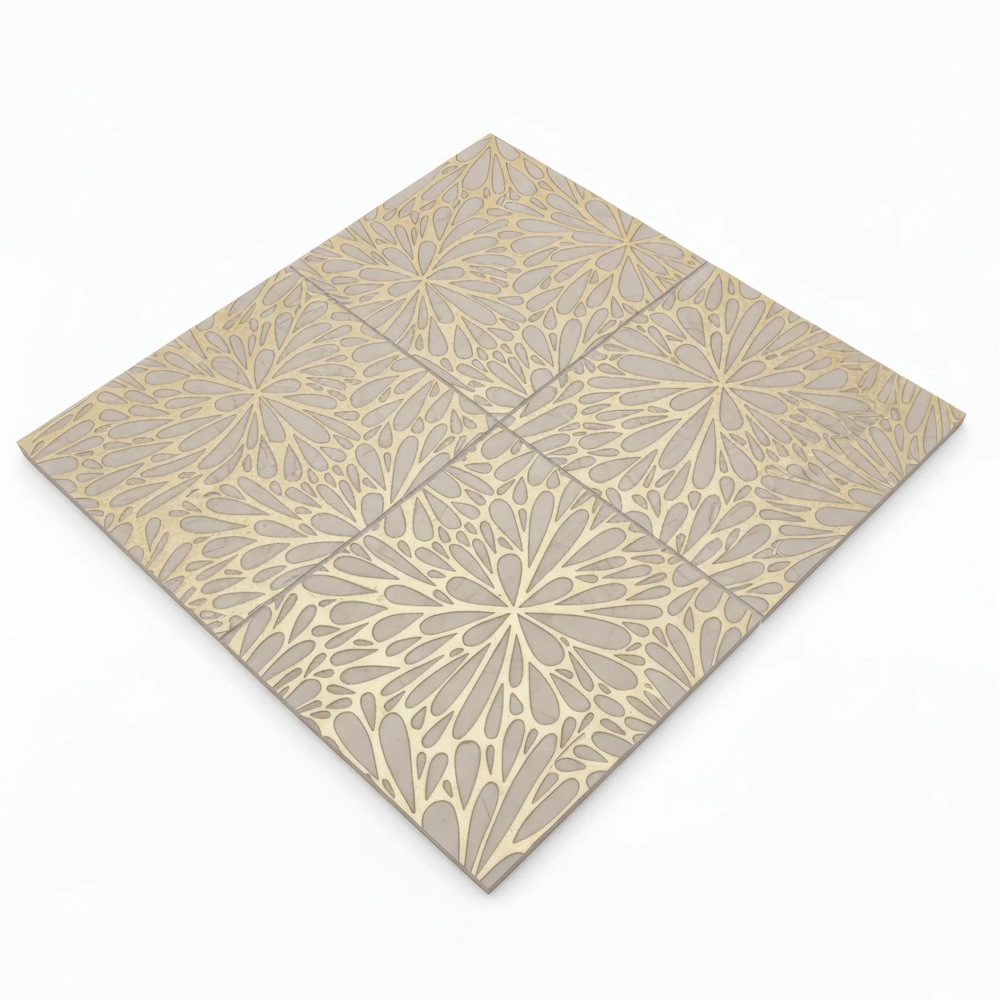 LumiFlora - Gold Leaf - Crema Marfil Engraved Tile - MARICERA