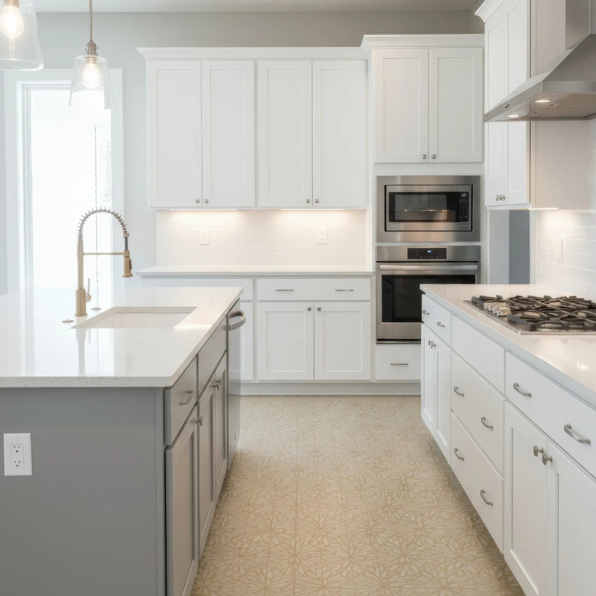 LumiFlora - Gold Leaf - Crema Marfil Engraved Tile - MARICERA