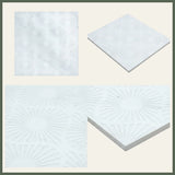 Opulent Waves-Engraved Bianco Marble Tile