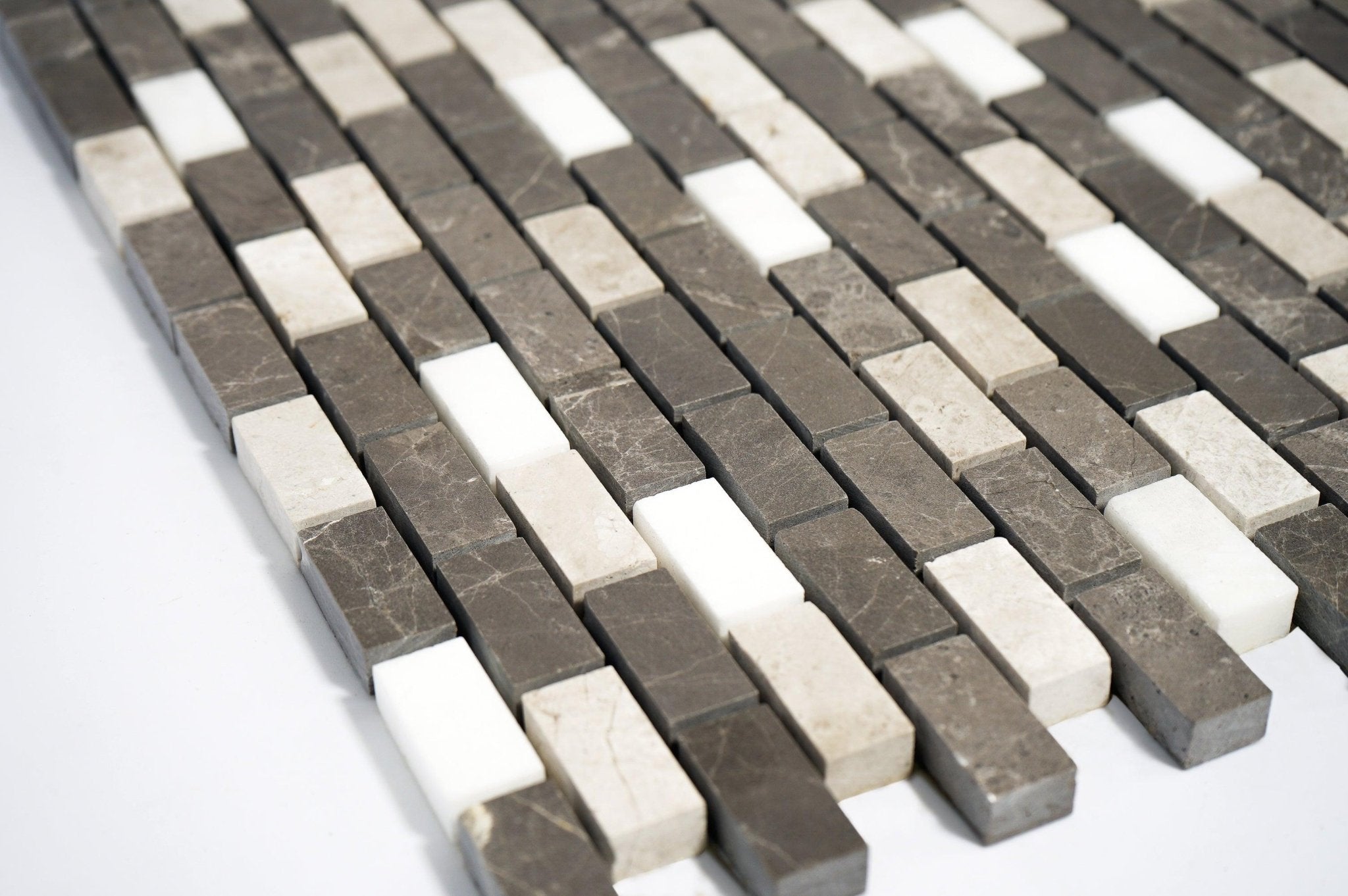 Mix Color 1x2 Honed Marble Mosaic Tile For Walls & Floors - MARICERA