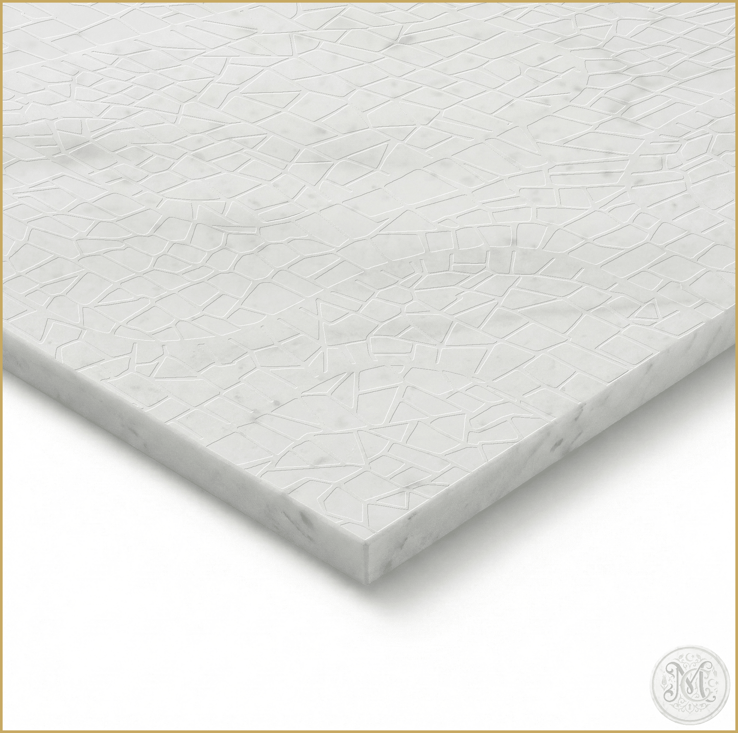 Mosaic | Glacier White Marble | Pattern Engraved - MARICERA