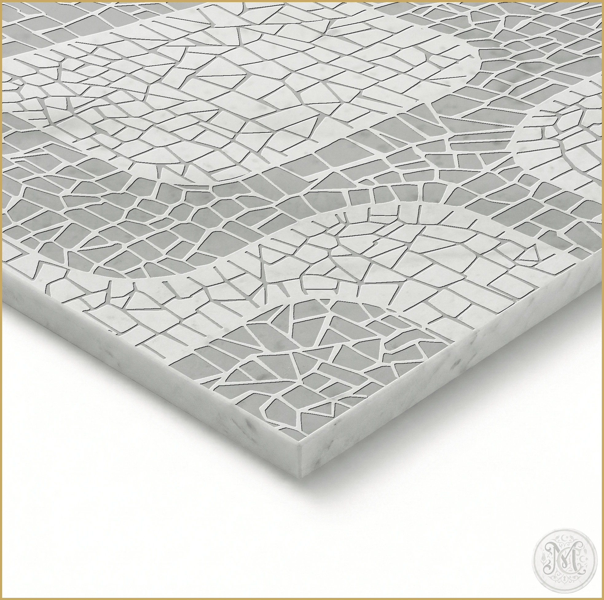 Mosaic | Glacier White Marble | Pattern Engraved - MARICERA