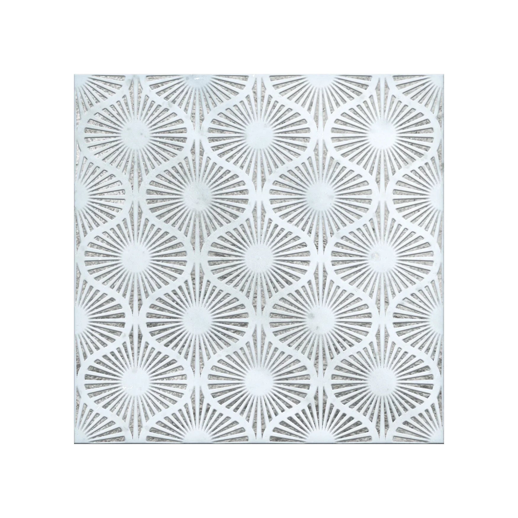 Opulent Waves - Engraved Bianco Marble Tile - MARICERA