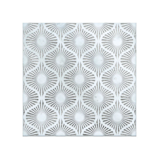 Opulent Waves - Engraved Bianco Marble Tile - MARICERA