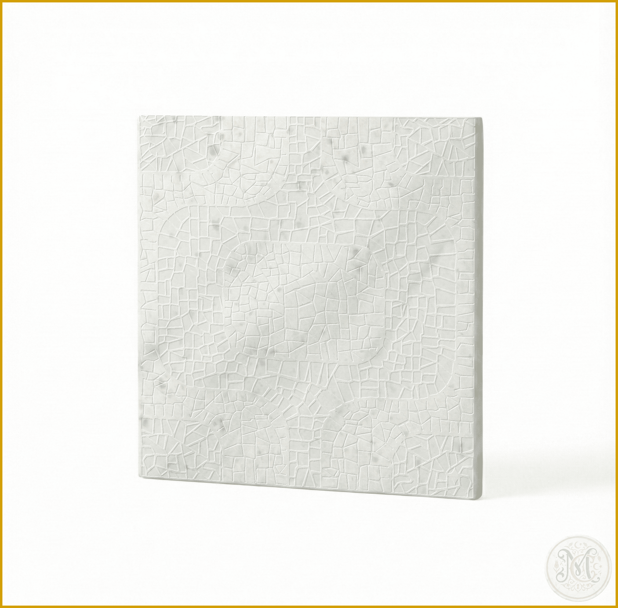 Opulent Waves - Engraved Bianco Marble Tile - MARICERA