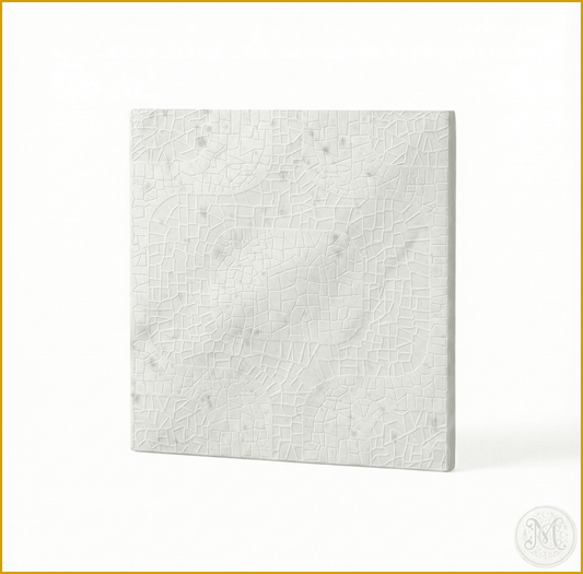 Opulent Waves - Engraved Bianco Marble Tile - MARICERA