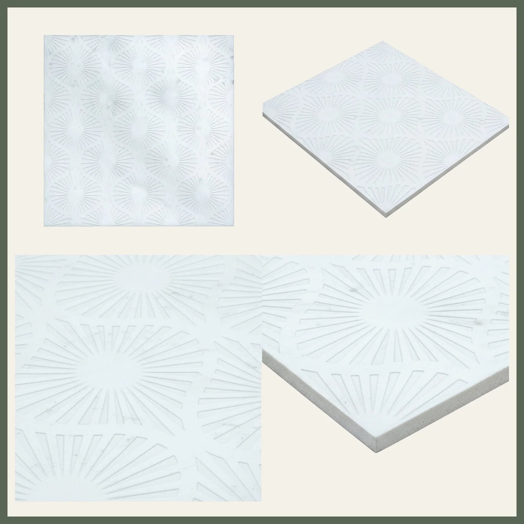 Opulent Waves - Engraved Bianco Marble Tile - MARICERA