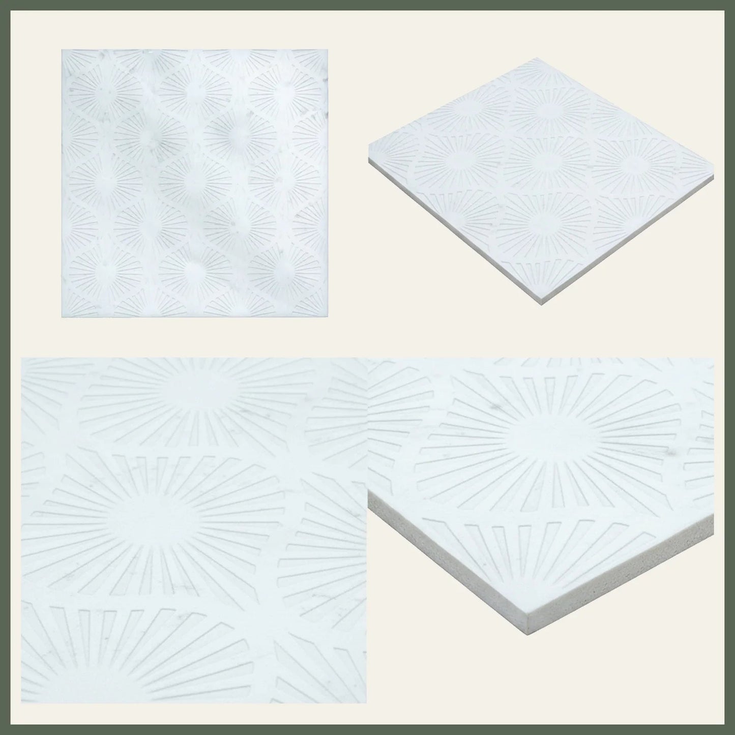 Opulent Waves - Engraved Bianco Marble Tile - MARICERA