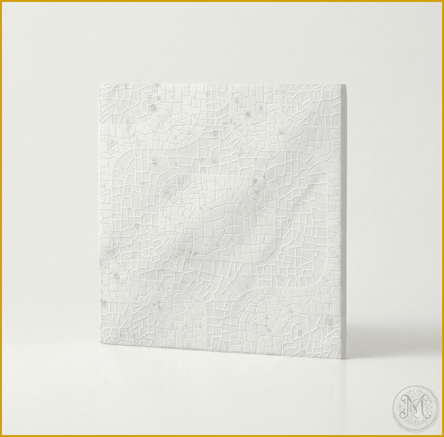 Opulent Waves - Engraved Bianco Marble Tile - MARICERA