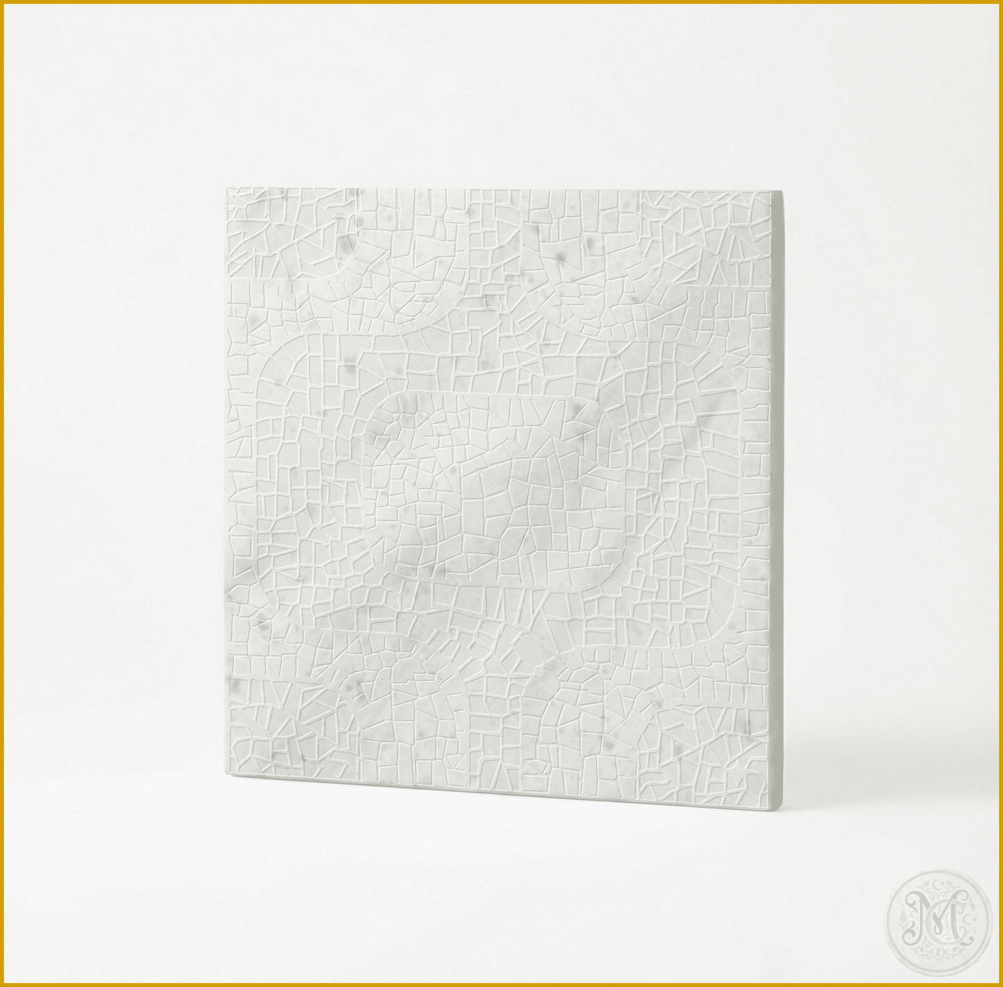 Opulent Waves - Engraved Bianco Marble Tile - MARICERA