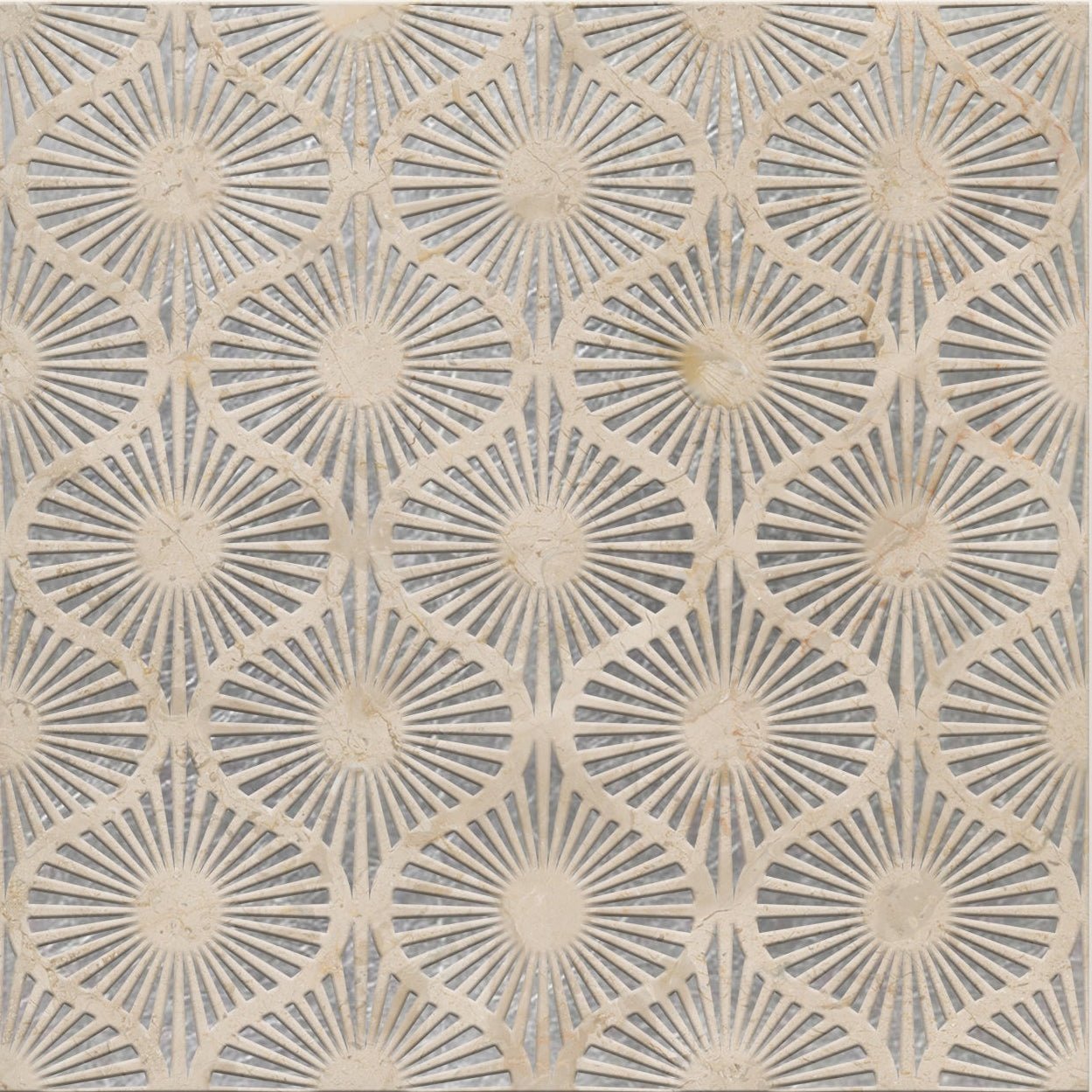 Opulent Waves - Engraved Crema Marfil Marble Tile - Natural - MARICERA
