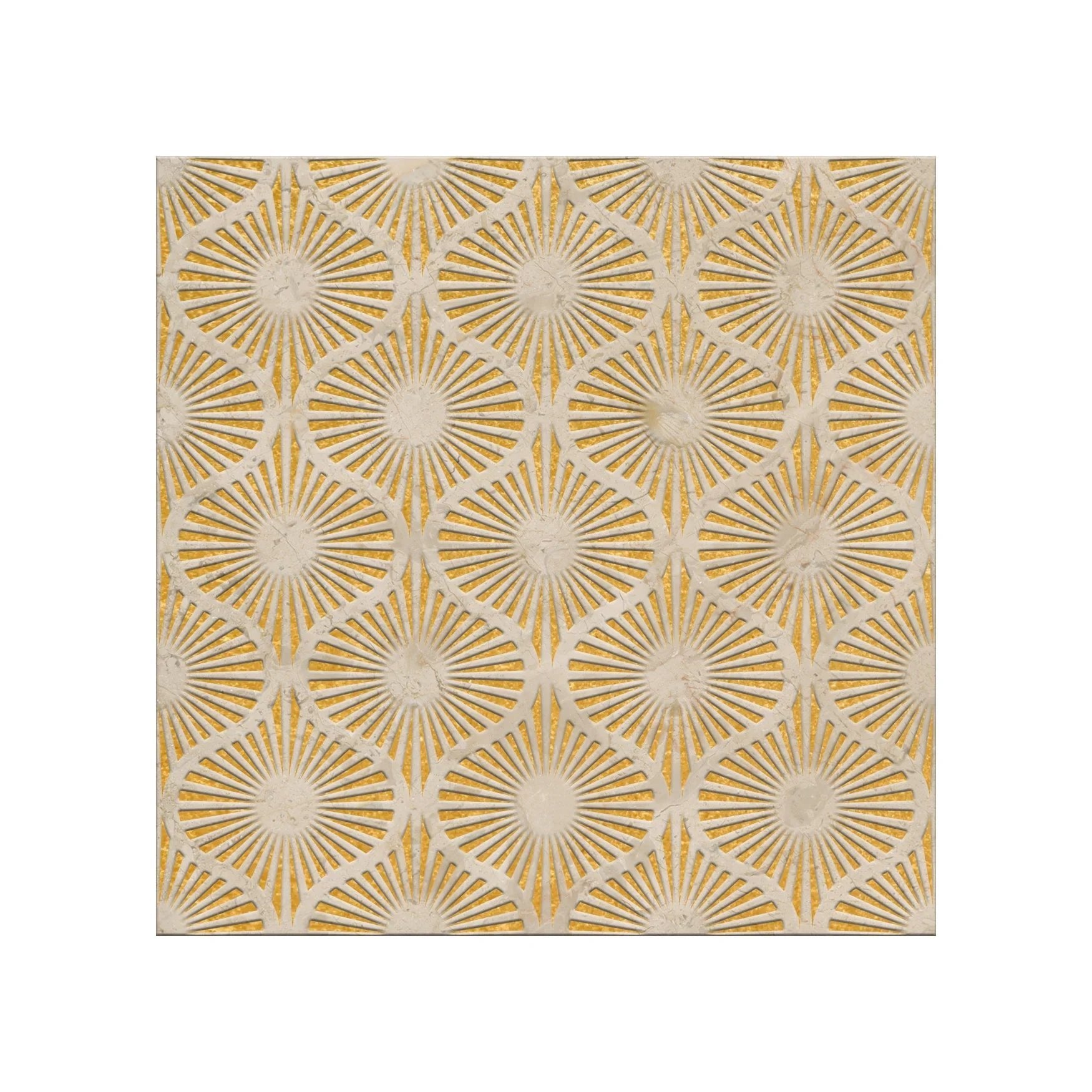Opulent Waves - Engraved Crema Marfil Marble Tile - Natural - MARICERA