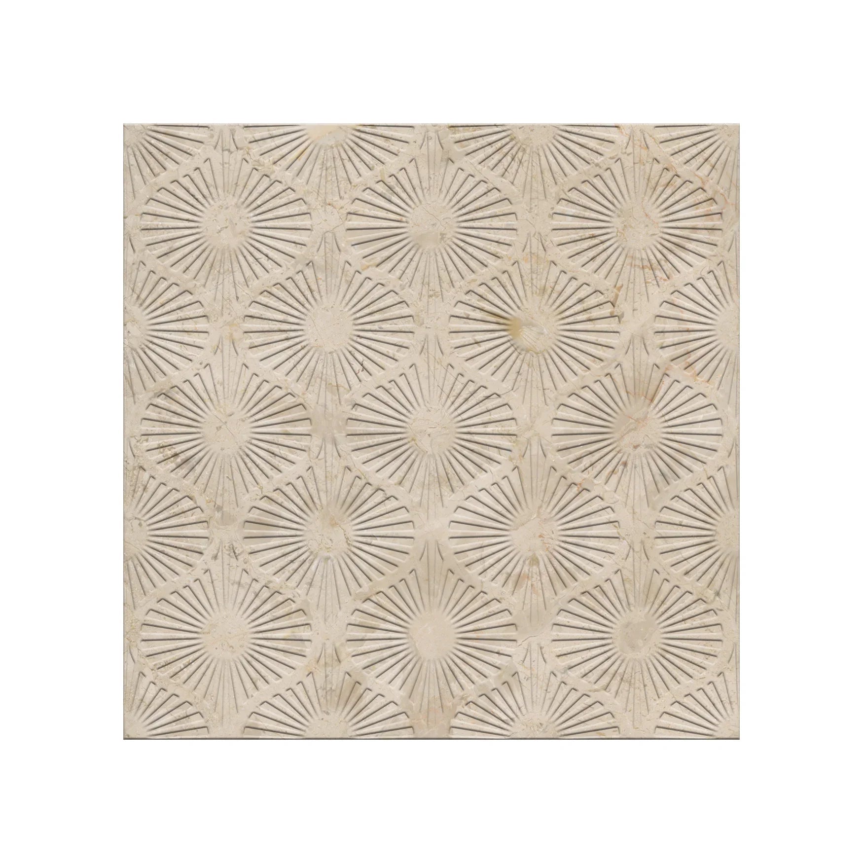 Opulent Waves - Engraved Crema Marfil Marble Tile - Natural - MARICERA