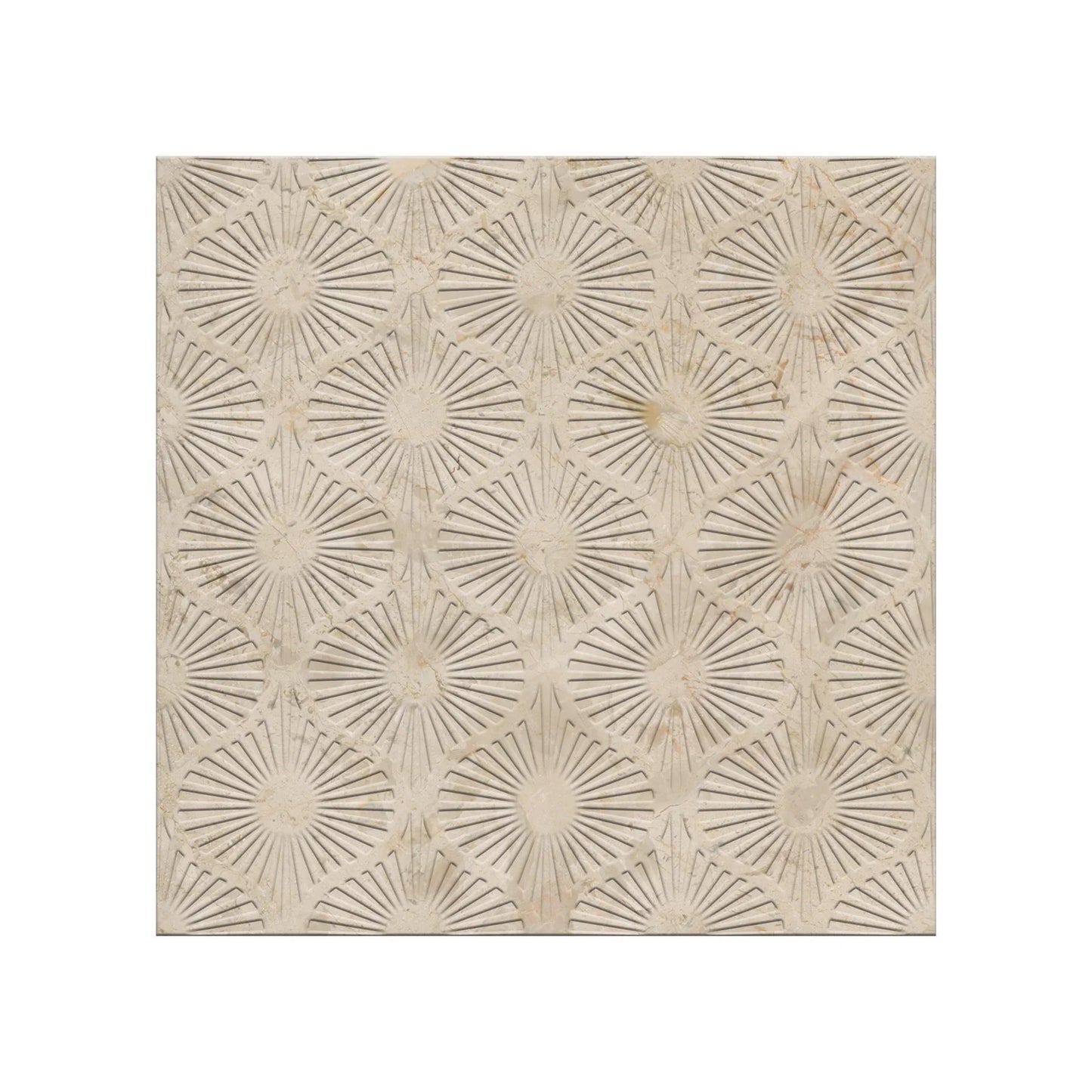 Opulent Waves - Engraved Crema Marfil Marble Tile - Natural - MARICERA