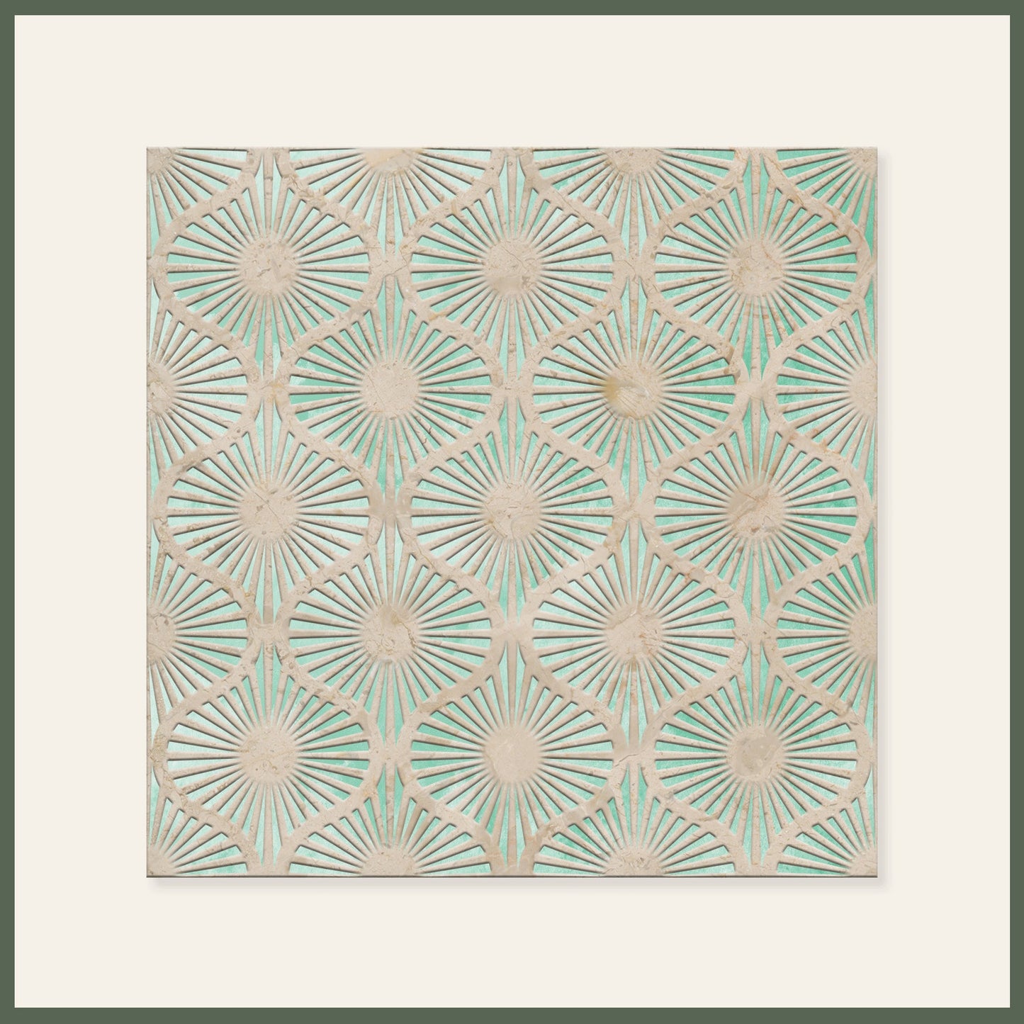 Opulent Waves - Engraved Crema Marfil Marble Tile - Natural - MARICERA