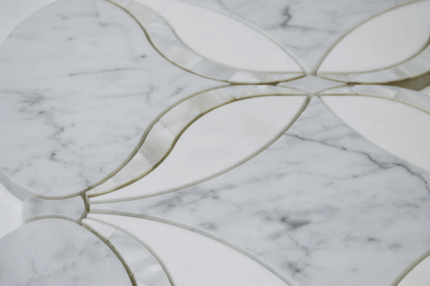 Oriental Thasos Carrara Mother of Pearl Polished White Marble Mosaic Tile For Walls & Floors - MARICERA