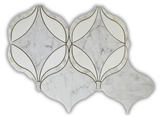 Oriental Thasos Carrara Mother of Pearl Polished White Marble Mosaic Tile For Walls & Floors - MARICERA