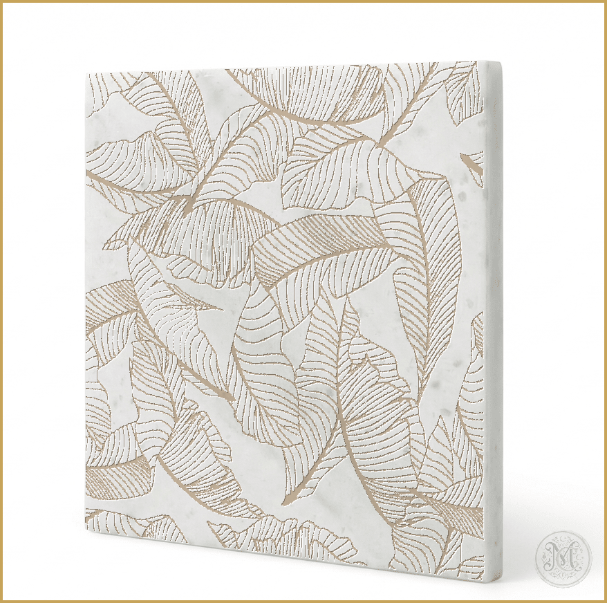 Palmera | Glacier White Marble | Pattern Engraved - MARICERA