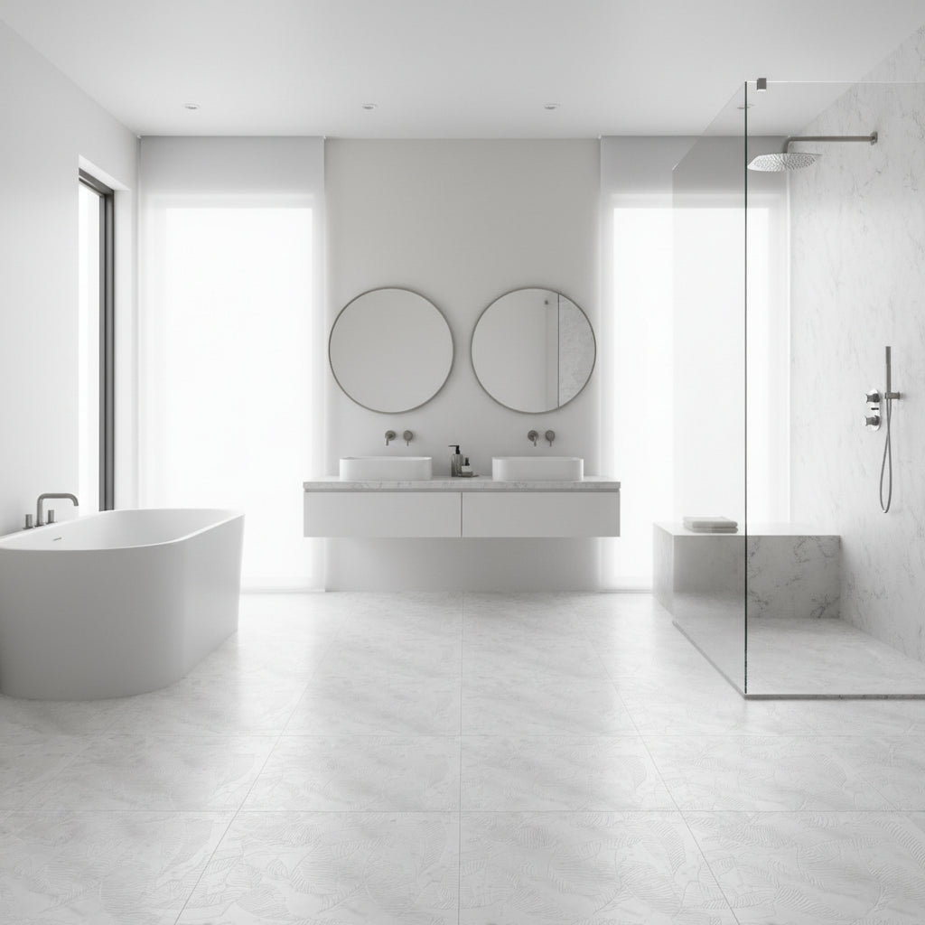 Palmera | Glacier White Marble | Pattern Engraved - MARICERA