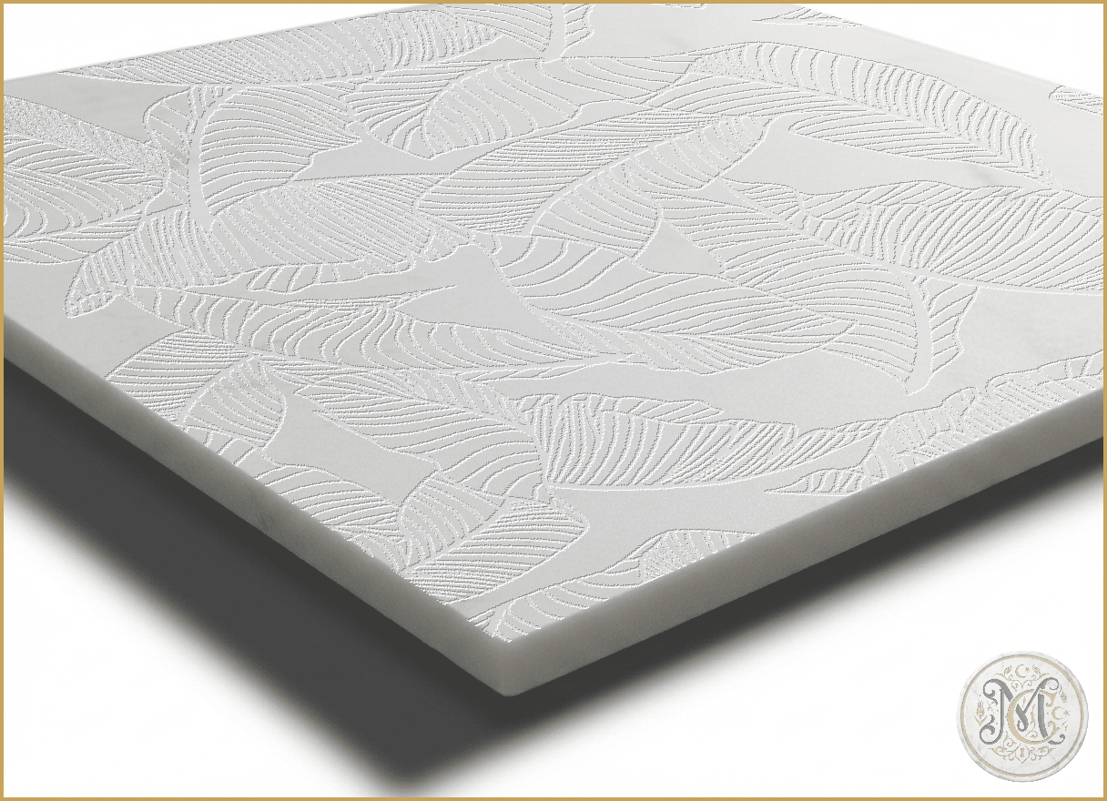 Palmera | Glacier White Marble | Pattern Engraved - MARICERA