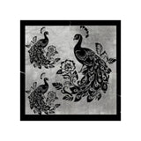 Peacock Engraved Black Marble Mural Tile - MARICERA