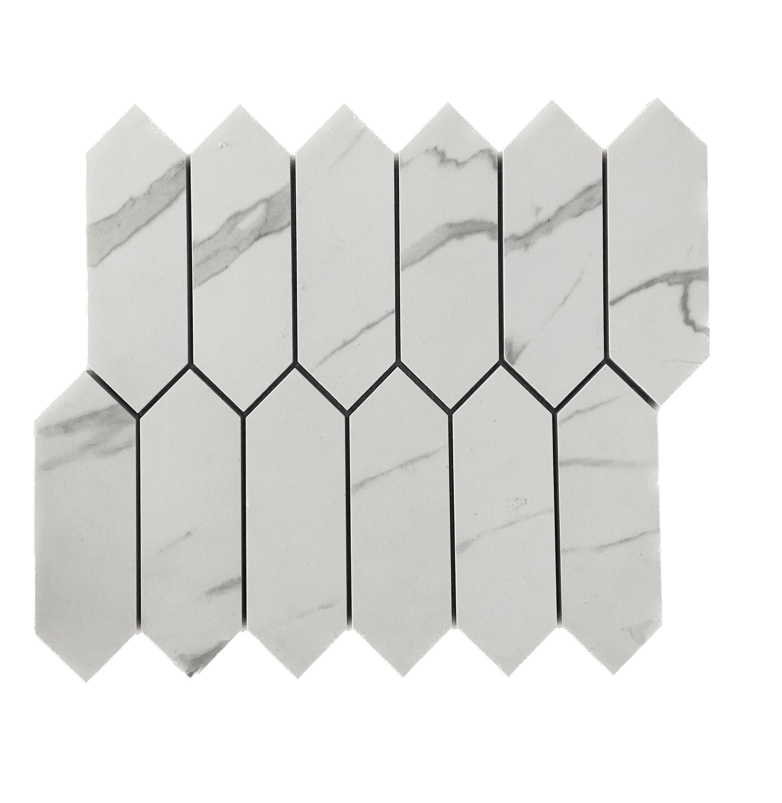 Picket Calacatta Matte White Porcelain Mosaic Tile For Walls & Floors - MARICERA