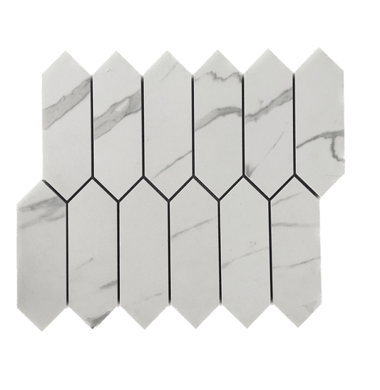 Picket Calacatta Matte White Porcelain Mosaic Tile For Walls & Floors - MARICERA