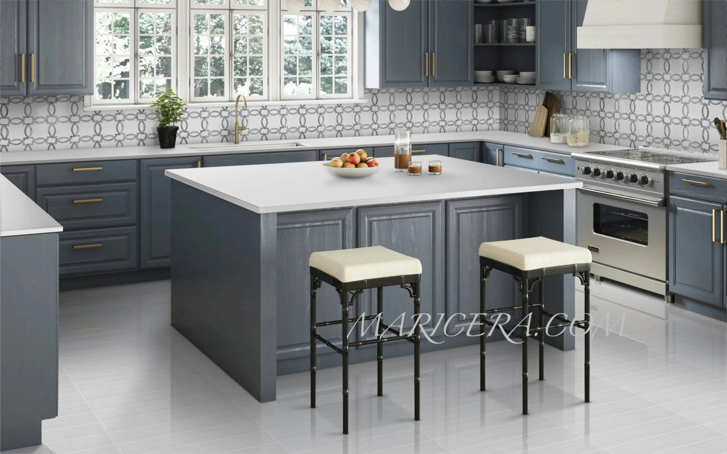 Serene Polished Marble Mosaic Tile For Walls & Floors - MARICERA