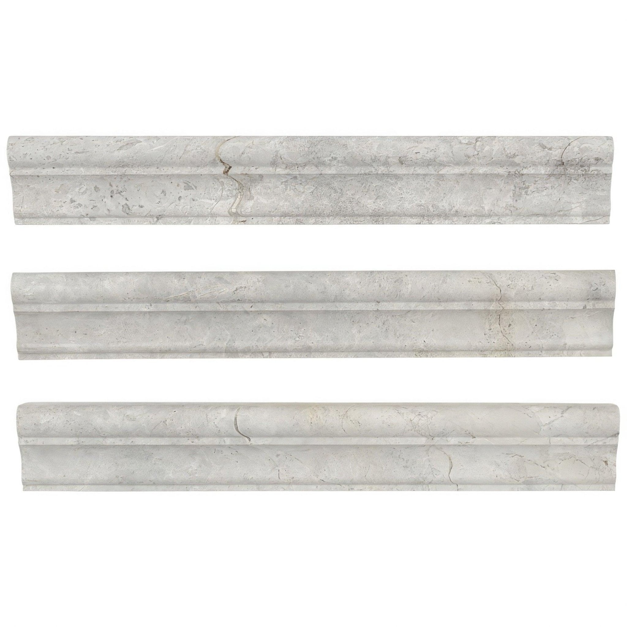 Silver Sand Chair Rail Honed Gray Limestone Tile Trim For Walls & Floors - MARICERA